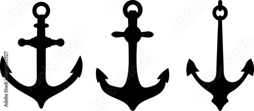 anchor silhouette vector illustration,  ship anchor black symbol