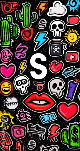 Colorful graphic design with letter 