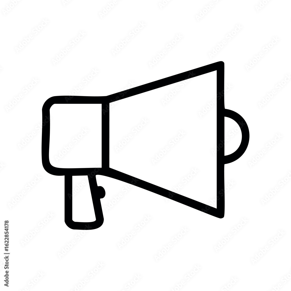Simple megaphone icon in black outline – stock vector icon in line style Simple megaphone icon in black outline – stock vector icon in line style