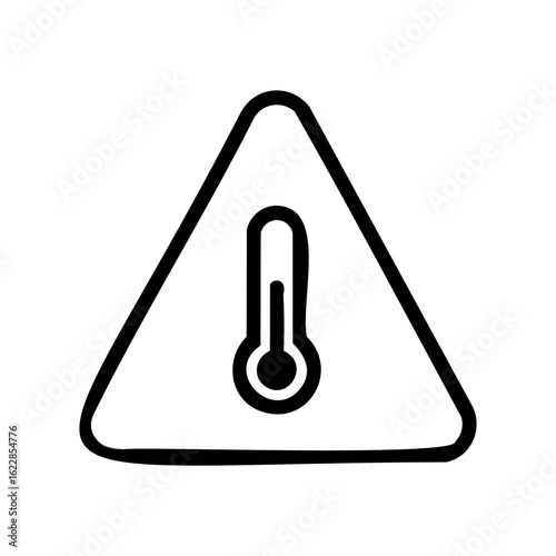 Thermometer warning icon in triangle alert symbol for temperature – stock vector icon in line style