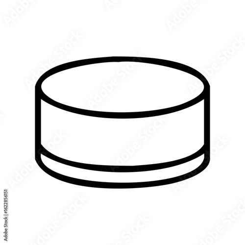 Minimalist black hockey puck icon in simple line art design – stock vector icon in line style