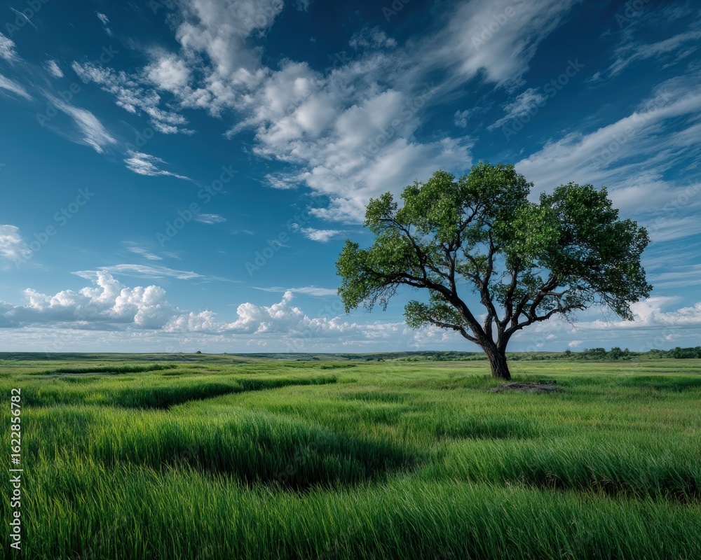 Fototapeta premium Vast field under a dramatic sky