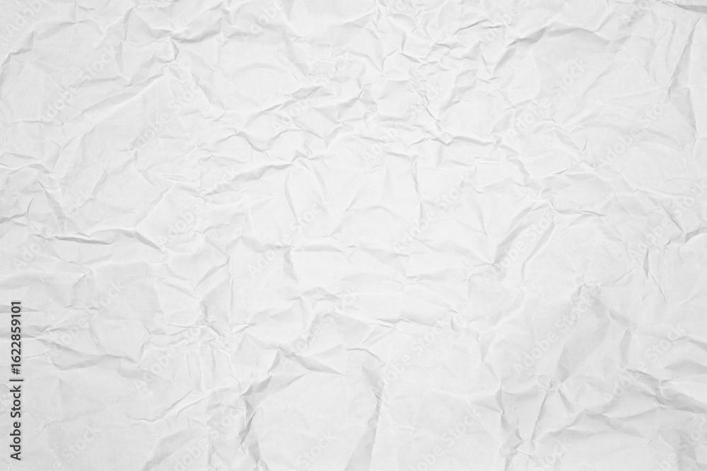 Naklejka premium White crumpled paper texture background. Abstract wrinkled and creased craft paper for a vintage or grunge design surface.