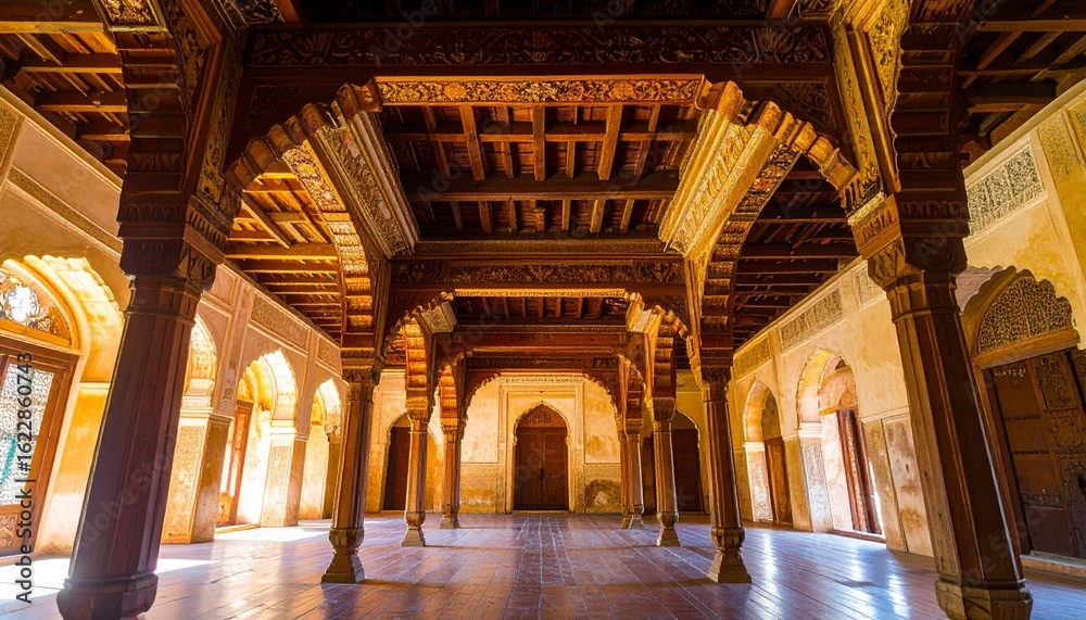 Obraz premium Ancient Royal palace on yellow light themed