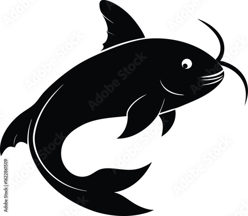 An animal vector illustration of a cartoon fish, a poisson, in the ocean