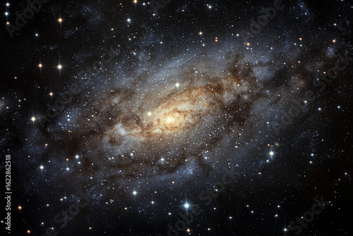 Galaxy with bright stars and colorful nebula in deep space background