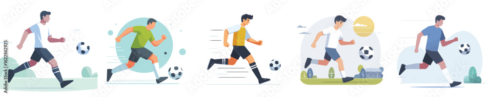 Obraz premium vector of young men playing soccer