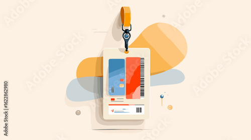 Identification badge hanging with modern design and abstract background  