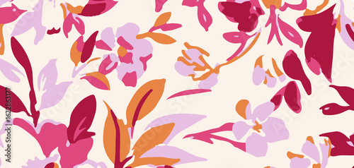 Elegant Abstract Floral Scarf Print Design | Shawls & Dupatta Textile Fabric Patterns For Digital Printing on Silk, Chiffon, Georgette