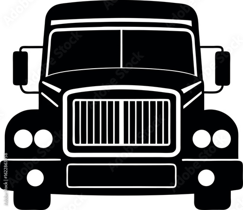 truck front side silhouette vector, truck isolated, truck black icon