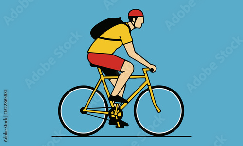 Cyclist on Yellow Bike