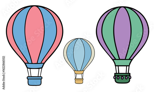 Hot Air Balloons in Pastel Colors