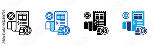 Receipt icon Multi Style Vector Illustration