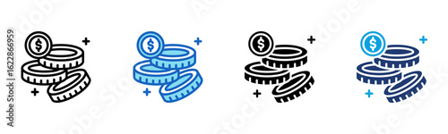 Coin icon Multi Style Vector Illustration