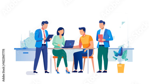 Business team collaboration meeting in office for project planning and corporate strategy discussion session