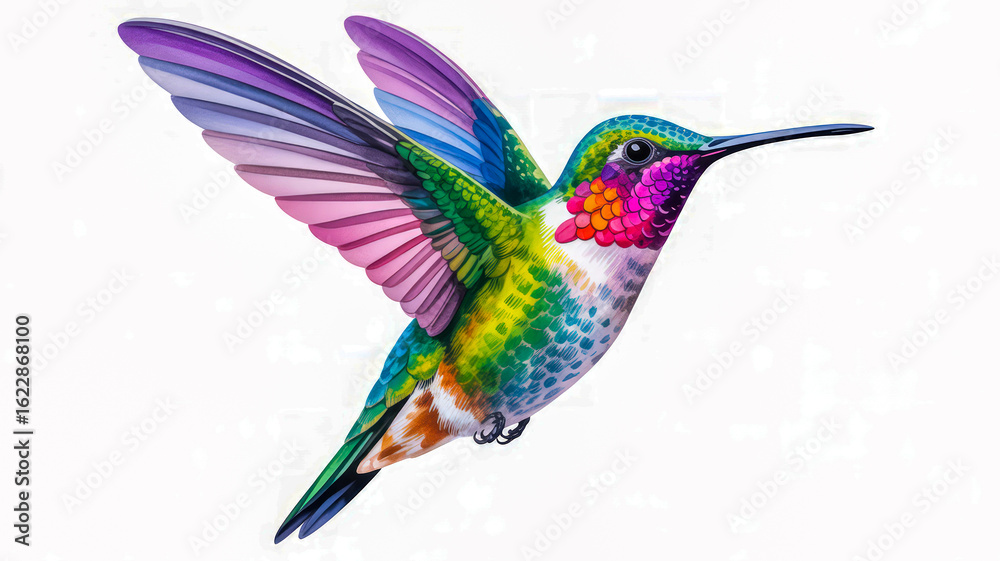 Obraz premium Vibrant hummingbird in flight avian flying