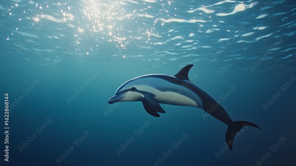 Obraz premium Stunning Dusky Dolphin Underwater Ocean Scene