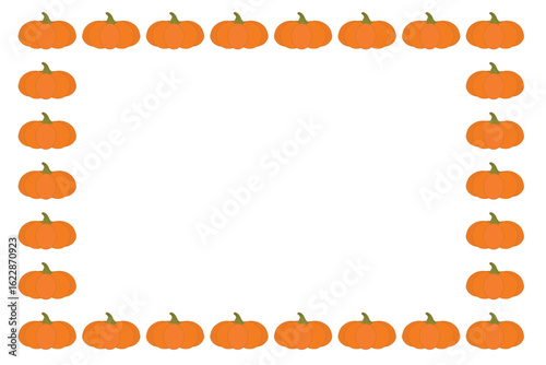Orange pumpkins frame on an isolated transparent background, perfect for Halloween or autumn-themed designs, invitations, cards, posters, compositions Space for text or photos. Copy space