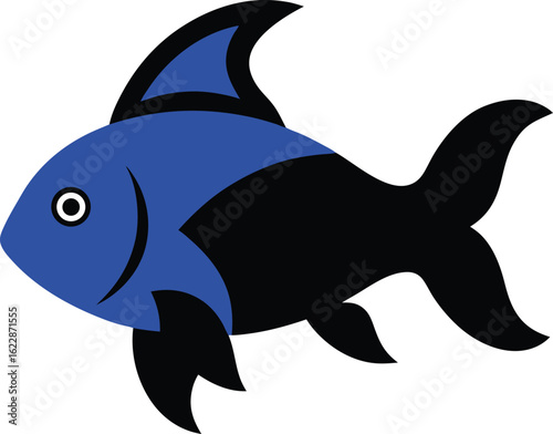 Une illustration vectorielle isolée d'un grand requin bleu dans l'océan avec sa nageoire au-dessus de l'eau