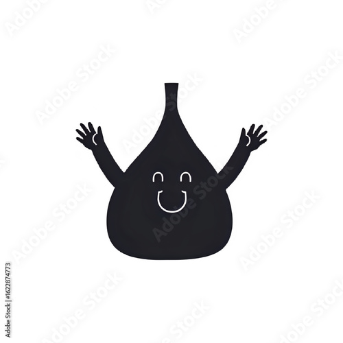 Charming Dark Cartoon Character:  A Minimalist Illustration of Joy