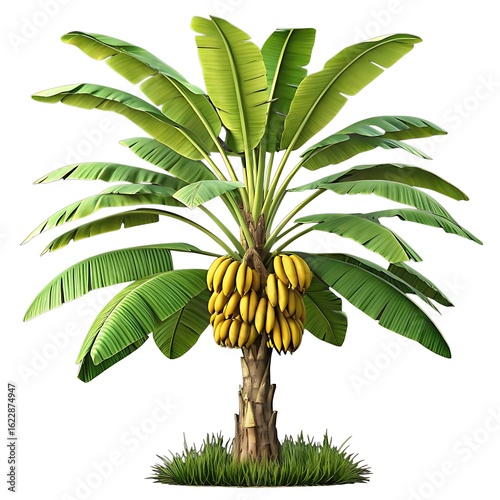 Wallpaper Mural A vibrant illustration of a banana tree laden with ripe yellow bananas Torontodigital.ca