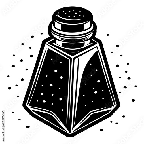 Stylized Black and White Salt Shaker Illustration.
