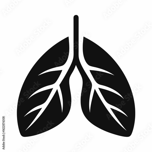 Stylized Black Silhouette of Human Lungs.