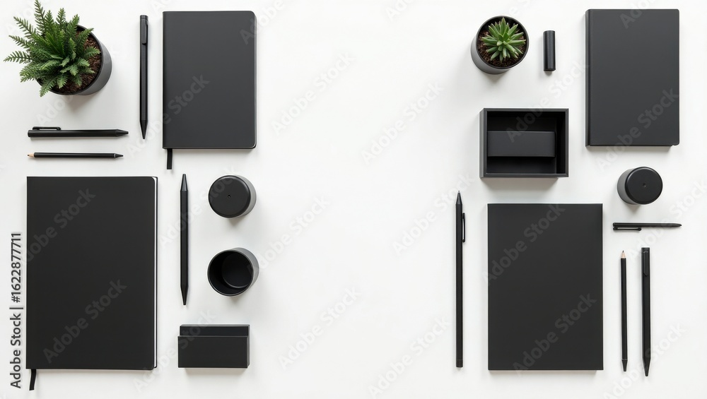 Minimalist Black Office Stationery Set with Sleek Modern Design Minimalist Black Office Stationery Set with Sleek Modern Design