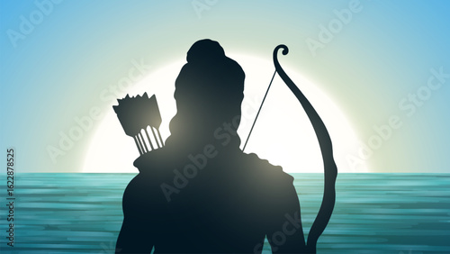 Happy Dussehra festival of India. Lord Rama killing Ravana. vector illustration. Dussehra Vijayadashami dusera festival celebration.  