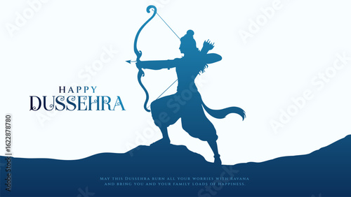 Happy Dussehra festival of India. Lord Rama killing Ravana. vector illustration. Dussehra Vijayadashami dusera festival celebration.  