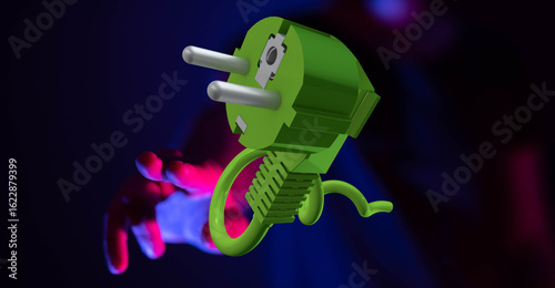 3D render of a green electr...