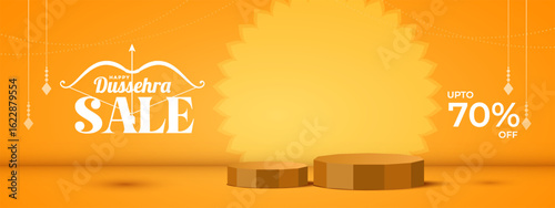 Dussehra Sale Banner design. Indian Festival Sale, Shopping, Advertising, Promo, marketing Offers Design. Navratri festival, Dandiya dance, durga Puja, dussehra sale background