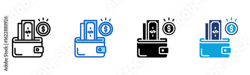 Wallet icon Multi Style Vector Illustration