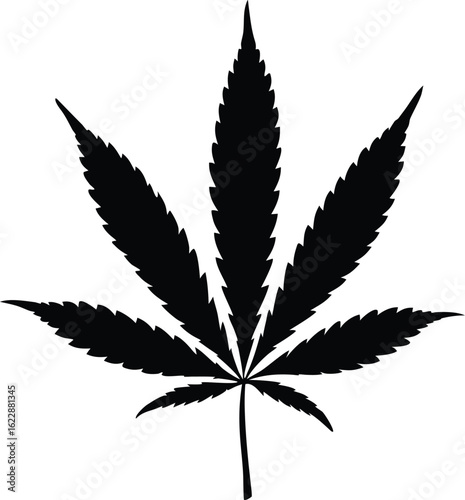 Marijuana Leaf Silhouette Vector – Cannabis Silhouette in Black on Transparent Background