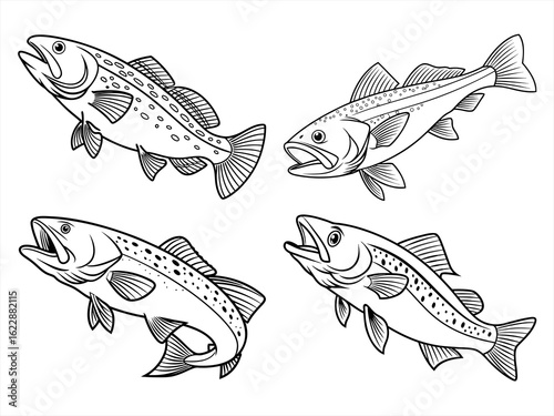 coloring page line art the cod black vector bundle