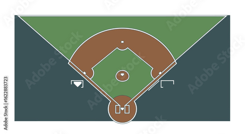 Simple Flat Baseball Field Diagram Representation Illustration Sport Category
