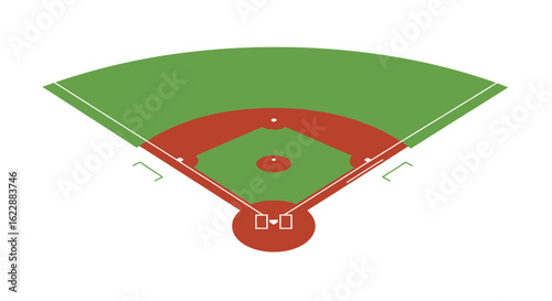 Flat Illustration Baseball Field Layout Sport Diagram On White Background