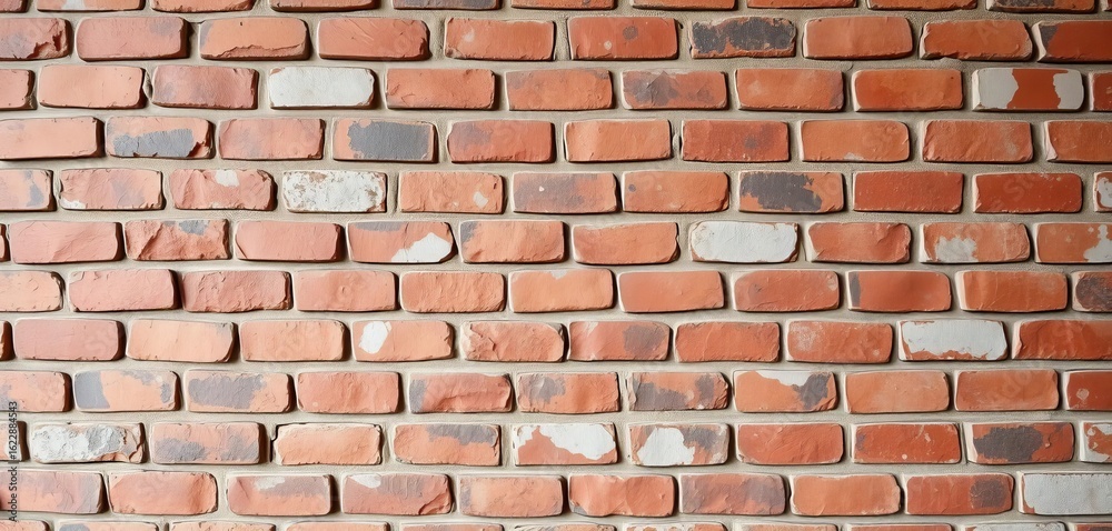 Obraz premium Aged brick wall, weathered texture, grunge background, old house detail, uneven, wall