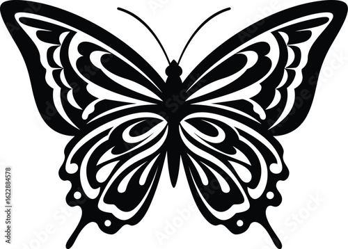 Ornate Butterfly Silhouette.

Decorative Tribal Butterfly Tattoo Design.

Intricate Stylized Insect Vector.