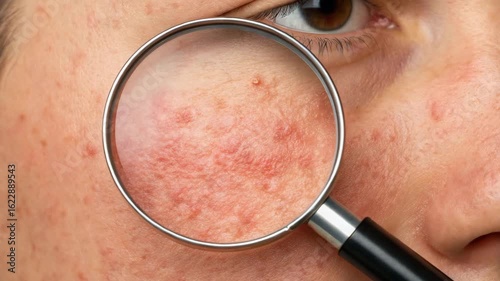 Effective Dermatology Solutions for Acne Close Up on Skin Blemishes with Magnifying Glass for Clearer Skin