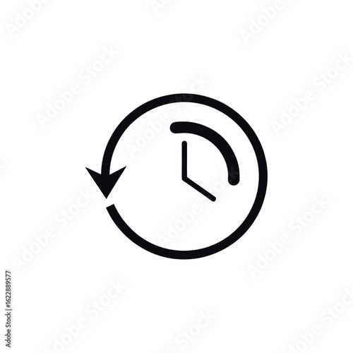 Vector art of circular arrow around a clock face, history or time icon