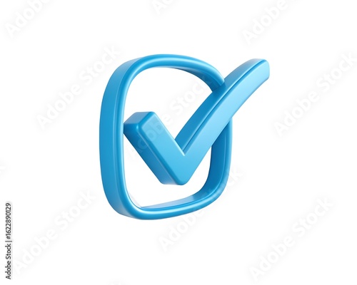 3D Blue Checkmark in Square Box Icon