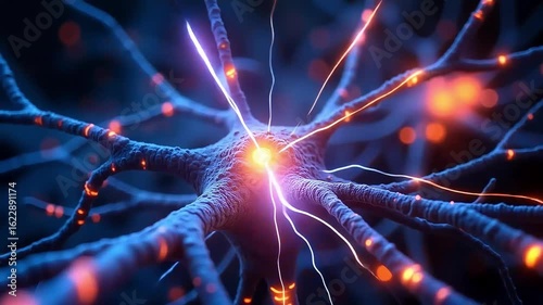 Dynamic nerve cell firing with vibrant energy pulses in stunning detail for medical research