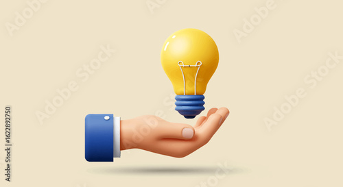 Hand gently holding a glowing lightbulb, symbolizing innovative ideas and solutions.