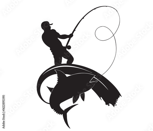 Silhouette fishing vectors