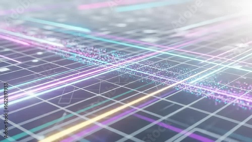 Abstract Flowing Data Stream on Grid Background Animation