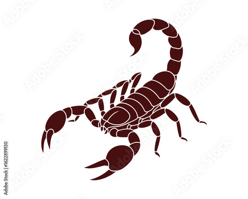 An intricately designed brown scorpion stands out in a minimalist style, symbolizing resilience, strength, and the fascinating world of arachnids in an artistic representation.