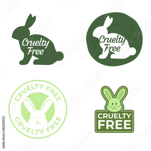 Cruelty Free Rabbit Badge and Vegan Label Design Set