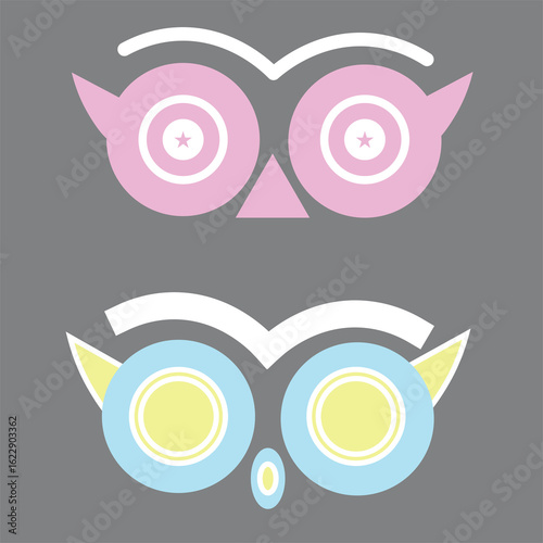 Simple Owl eyes vector illustration logo, owl symbol