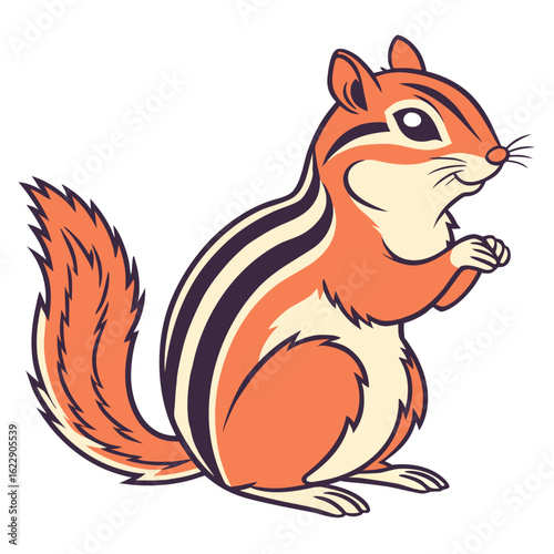 Cute cartoon chipmunk with stripes and bushy tail